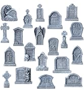 Bbiamsleep 20 Pcs Halloween Miniature Tombstones Figurine Mini Resin Tombstones Mini Graveyard Gr...