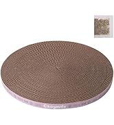 10 Inch Round Cat Scratcher Pad - 3/5 Inch Thick Compressed Cardboard Refill for Indoor Cats, Sta...