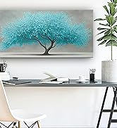 Abstract Turquoise Tree Picture Print Canvas Wall Art Living Room Dining Room Office Study Bedroo...