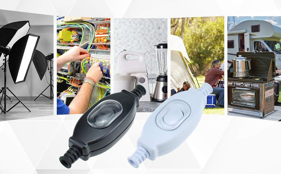 Inline Button Appliance Control Rocker Switch for Appliance or Bedroom Table Lamp Desk LED Light