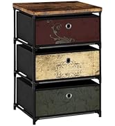 VASICAR Nightstand with 3 Drawers, Clothes Storage Organizer, Small Fabric Dresser for Bedroom, C...