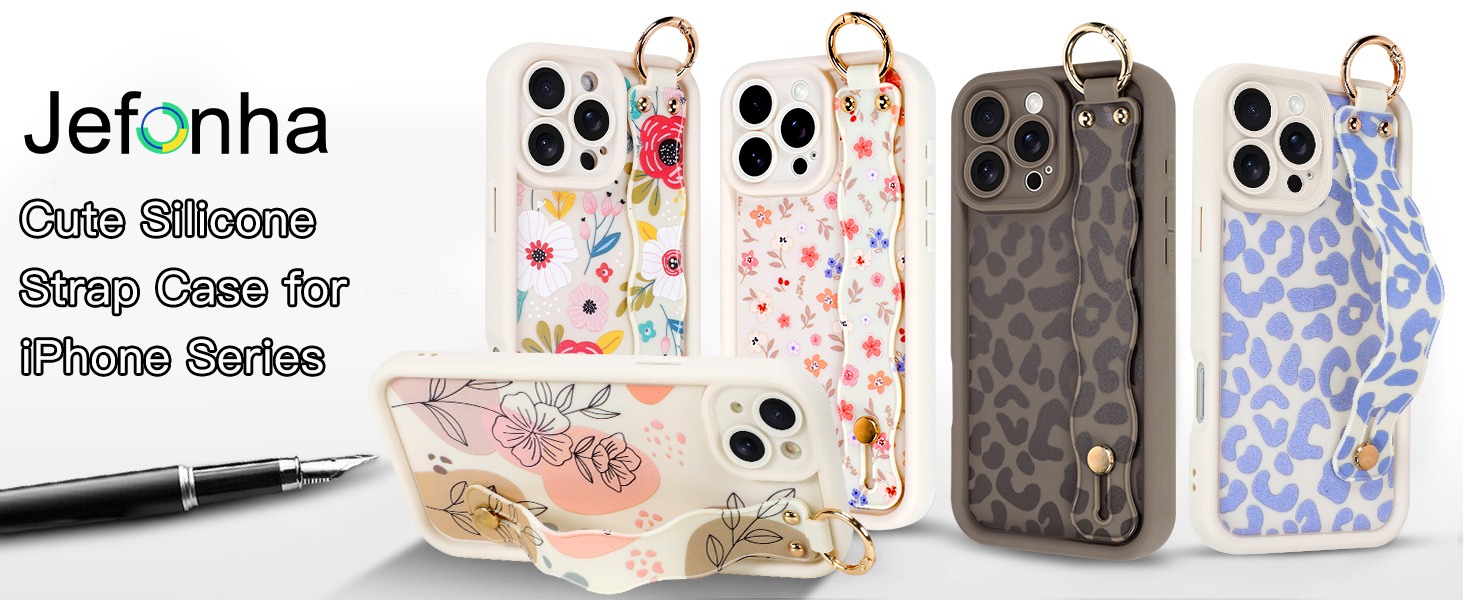 Jefonha for iPhone Series Case with Finger Hand Wrist Strap for Girls Women