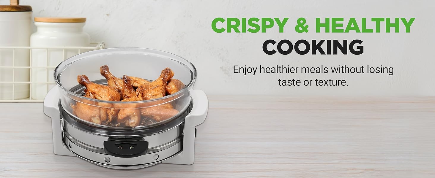 hassle-free cooking method. Simply place the food inside the hot air fryer, set the temperature