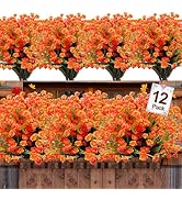 12 Bundles Artificial Fall Flowers for Outdoors Fall Decorations, UV Resistant Fake Mums Realisti...