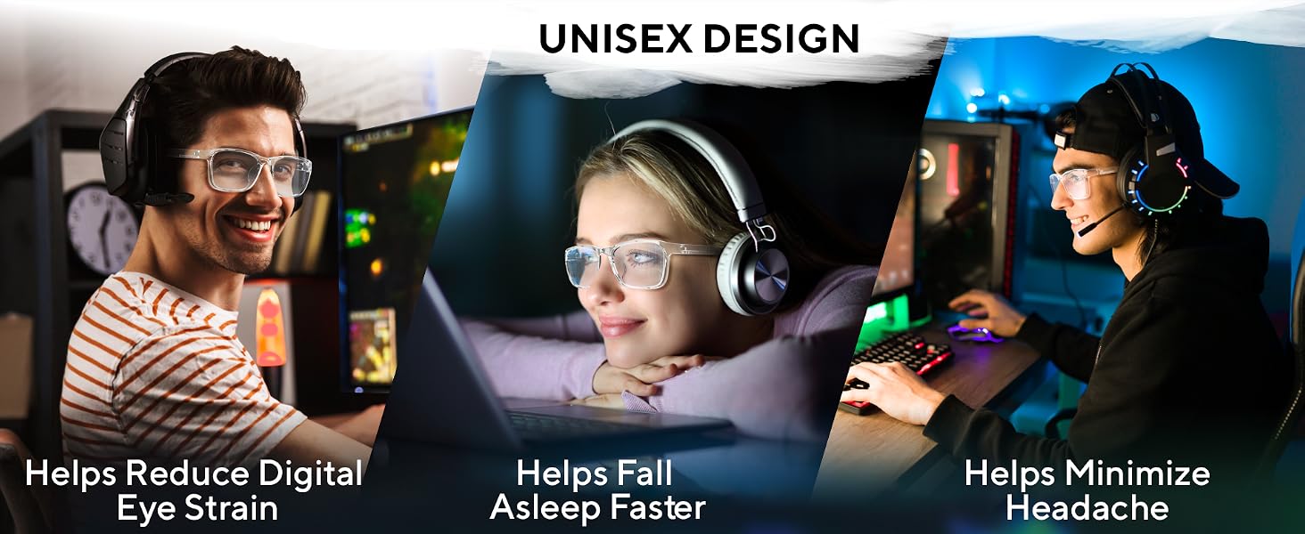 Glasses - Unisex Design - Reduce Digital Eye Strain - Fall Asleep Faster - Minimize Headache