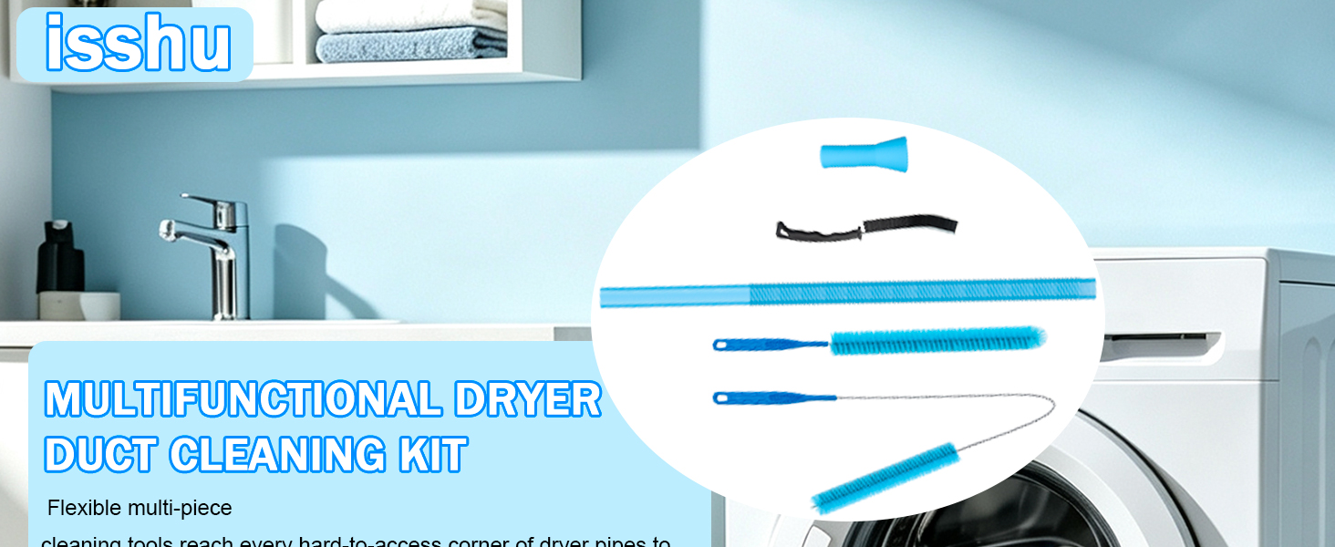 Dryer Vent Cleaner Kit with Flexible Vacuum Hose Attachments