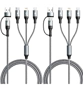 UZAHSK 5 in 1 Multi Charging Cable,2Pack 4Ft USB A/C Multi Charger Cable to Lightning/Type C/Micr...