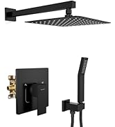 SR SUN RISE Shower System Bathroom 10 Inch Rainfall Shower Head &amp; Handle Set Wall Mounted Rain Sh...