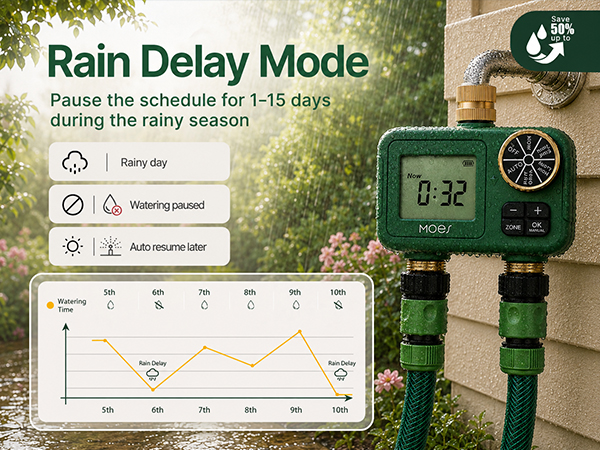 2-zone sprinkle timer for lawn hose