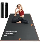 Rendpas Large Exercise Mat for Home Gym &amp; Garage Flooring- 6'x4' /7'x5'/10'x6' (8mm), Non-Slip, H...