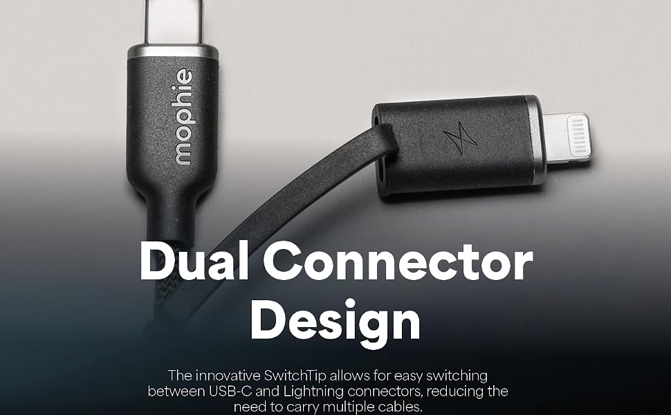 dual connection designed lightning usb-c cable.