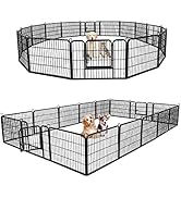 ZENY Dog Playpen 24 Inch 16 Panels, Heavy Duty Pet Dog Pen Indoor, Metal Dog Fence with Doors, Fo...
