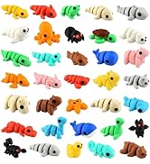 PowerTRC 35 Pcs 3D Printed Animals Set, 2 inches Mini 3D Printed Animals, Cute Pocket Pets Animal...
