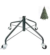 ELFJOY Christmas Tree Stand with Swivel Caster Wheels for 3-7ft. Artificial Tree Base 17inch, Chr...