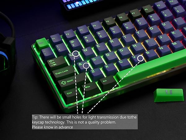 PBT Keycaps, Jade Keycaps 60 75 100 Percent, Translucent Key caps Custom