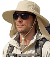 OLIKER Sun Hats for Men UPF 50+ Wide Brim Bucket Hat with Neck Flap for Fishing &amp; Hiking Mens Sun...