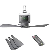 VVU&amp;CCO 18' Portable Ceiling Fan with Light for Patio Canopy Tent Porch RV, 4 Speed Adjustment wi...