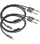 SQWRWY 3FT 3.5mm to Dual 1/4" Mono Audio Adapter Cable, 2 Pack, Stereo to Mono Y-Cable for Home A...