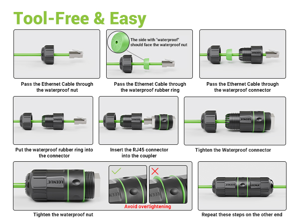 LEENUE Waterproof rj45 Coupler Cat7