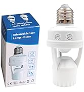 Uuhafsa PIR Motion Sensor Light Socket, E26/E27 Smart Lamp Bulb Holder Adapter Auto On/Off Light ...