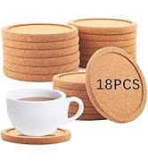 18 Pcs Cork Coasters with Lip,Absorbent Drink Coaster with Grooved Round Edge ,Non-Slip? Heat-Res...