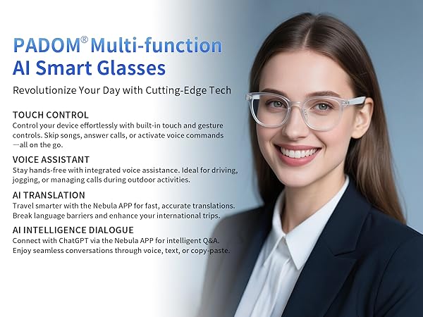 AI smart glasses for women &amp;amp; men, multi-function tranlator glasses