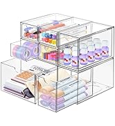 Desk Organizer with 7 Drawers, FODIENS 7 Packs Acrylic Stackable Desktop Storage Drawers Makeup O...