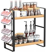 LEMIKKLE Coffee Station Organizer for Counter, Coffee Pods Holder Storage, Wooden Kitchen Counter...