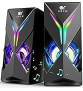 OROW Computer Speakers,1OW Speakers for PC 2.0 Channel Gaming Speakers RGB Speakers for Monitor,3...