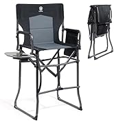 EVER ADVANCED Portable 30.7" Seat Height Tall Folding Camping Chair Directors Chair High Foldable...