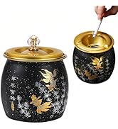 NINSI Stainless Steel Ashtray with Lid, Windproof & Smokeless Tabletop Cigarette Tray for Indoor ...