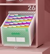 accordian file organizer green