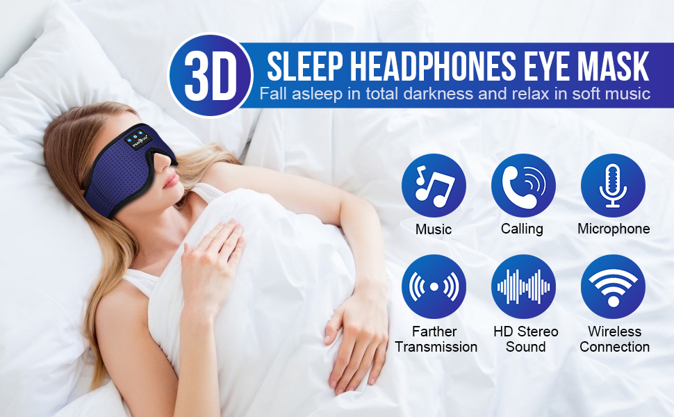 sleep headphones Bluetooth headband earbuds music mask unique birthday holiday gifts