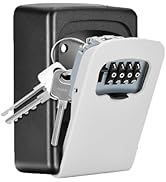 Key Lock Box Wall Mounted, 4 Digit Combination Lockbox for Outside, House Keys - 5 Keys Capacity,...