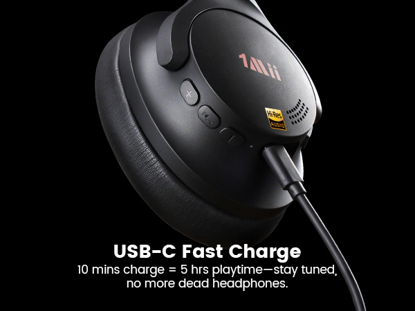 1Mii AI Y8 Active Noise Cancelling Headphones, Wireless Headphones Over Ear Bluetooth 6.0
