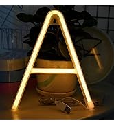 ENUOLI Warm White Neon Letter Sign Night Lights Battery or USB Operated LED Alphabet Neon Art Lig...