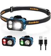 EverBrite 400LM Ultralight Headlamp, 1.59oz Head Lamp with Hat Clip | IP67 Waterproof, Rechargeab...