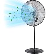 30" 8900 CFM High-Velocity Industrial Pedestal Fan, 3-Speed Heavy Duty Oscillating Stand Fan with...