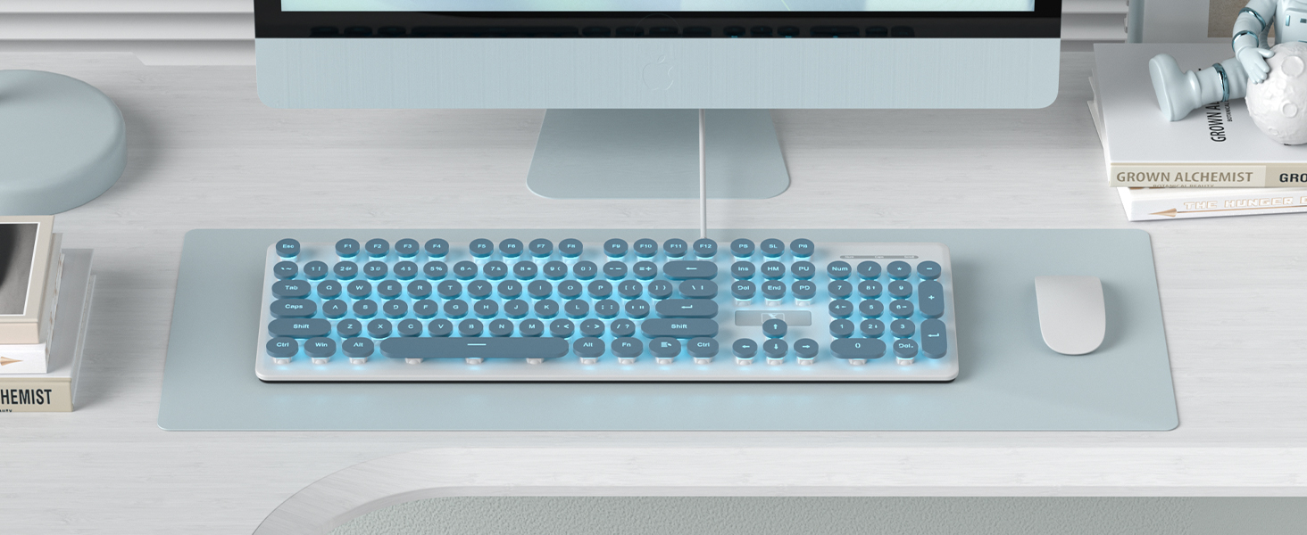wired Retro Typewriter Blue Keyboard