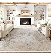 WondRg 8x10 Washable Area Rug Beige Grey Abstract Modern Living Room Bedroom Large Throw Rug Non ...