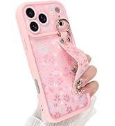 Jefonha Compatible with iPhone 17 Pro Max Case with Finger Hand Strap for Girls Women, Cute Flowe...
