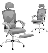 DUMOS Home Office Desk Chair with Footrest, High-Back Mesh Rolling Swivel Reclining Chairs with W...