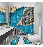 BEIFIVCL 4Pcs Marble Shower Curtain Sets, Bathroom Decor Sets, Luxury Shower Curtain with 12 Hook...