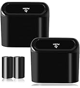 Car Trash Can Bin with Lid - 2 Packs Universal Vehicle Mini Leakproof Garbage Can Bin with 40pcs ...