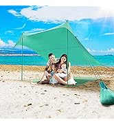 GYMAX Family Beach Tent, UPF50+ Portable Sunshade Shelter with Ground Pegs, Aluminum Poles &amp; Carr...
