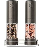 ThermoMaven Electric Salt and Pepper Grinder Set, 110ml Larger Rechargeable Automatic Salt and Pe...