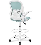 Primy Drafting Chair Tall Office Chair with Flip-up Armrests Executive Ergonomic Computer Standin...