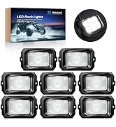 MICTUNING C2 Curved White LED Rock Lights - 8 Pods Underglow Lights Compatible for Car Truck Offr...