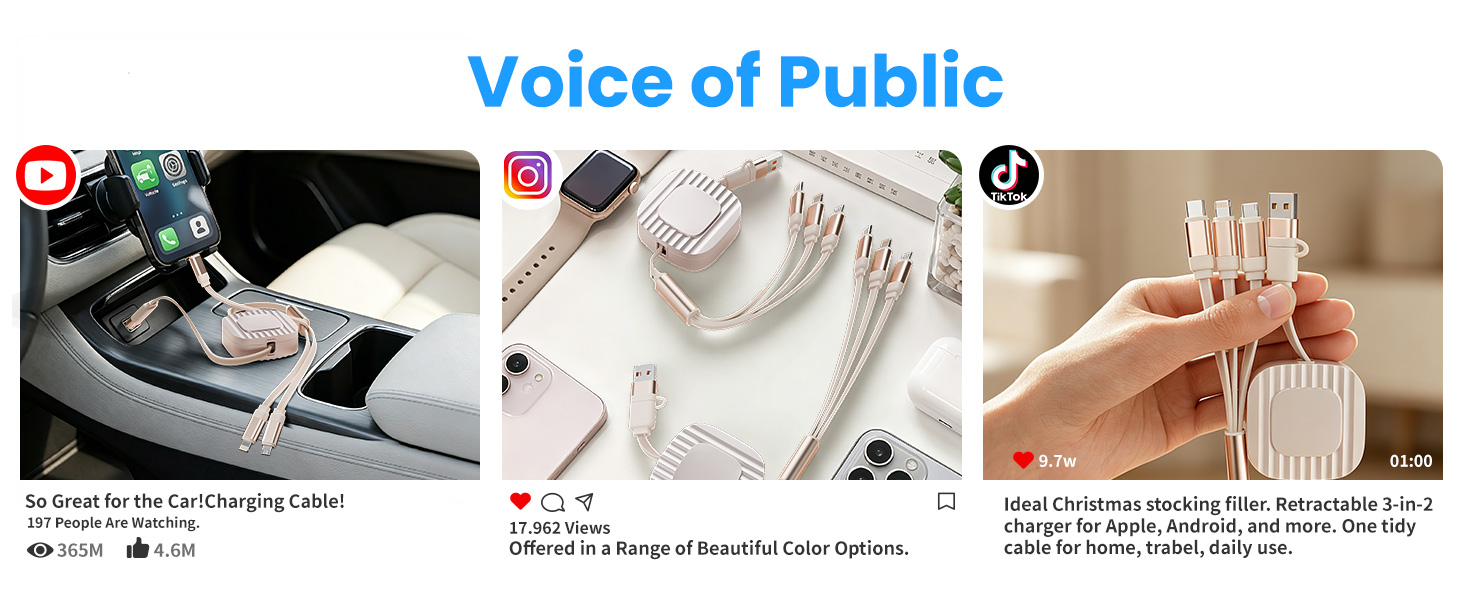 retractable chargers for multiple devices