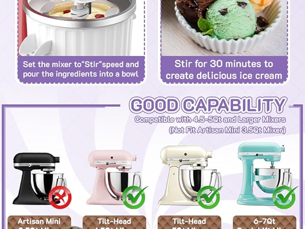 Ice Cream Maker Attachment for KitchenAid Stand Mixer